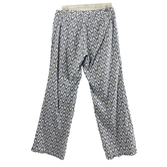 Willi Smith Pants Womens Sz 2 Linen Blend Flare Blue‎ White Slacks Boho Coastal - Picture 2 of 9